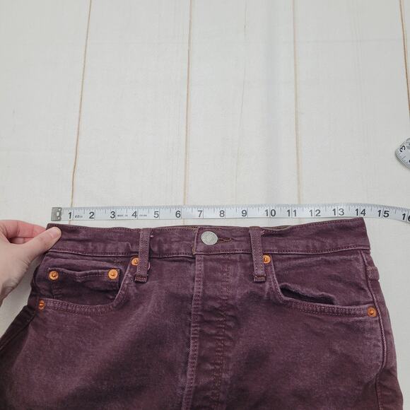 Re/done 70s ultra high rise stove pipe jeans straight button fly washed plum - Picture 7 of 11